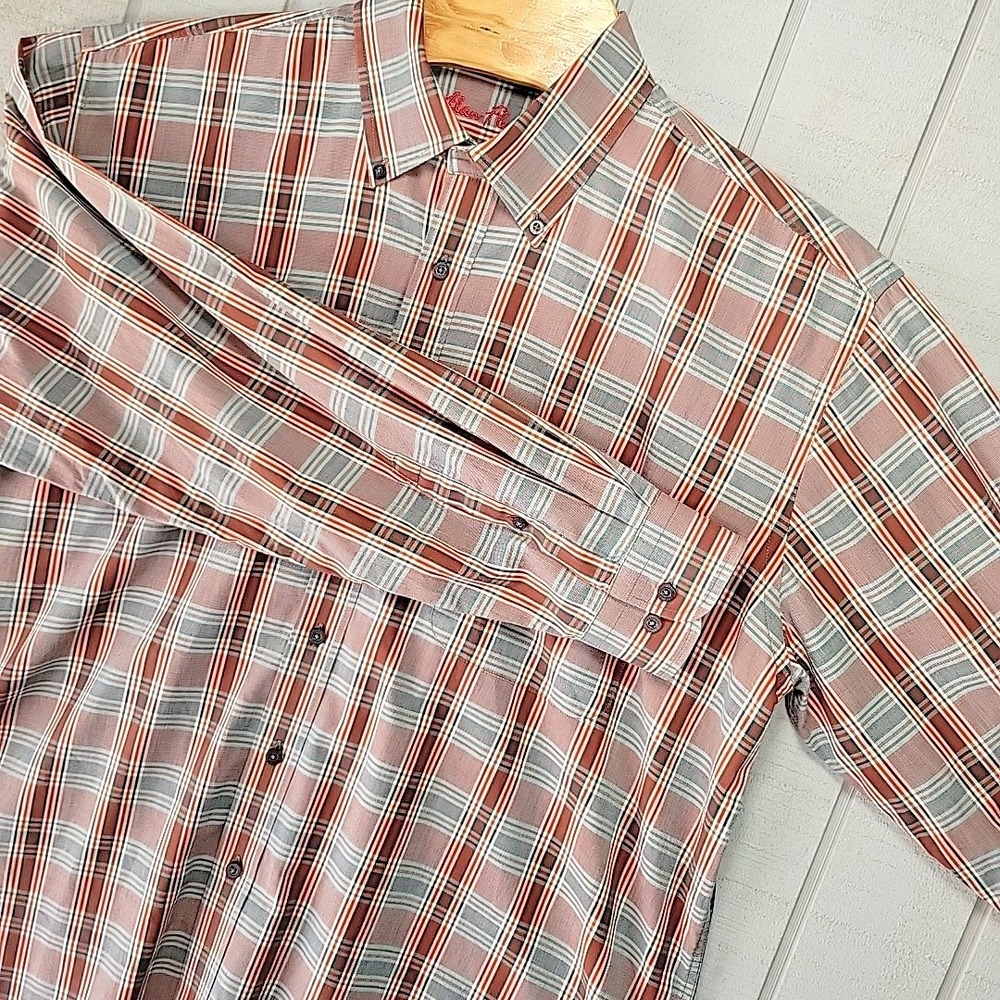 Alan‎ Flusser Dress Shirt Men's XL Long Sleeve Button up Cotton Western Cowboy